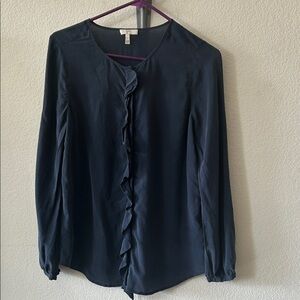 Joie Silk Ruffle Front  Blouse sz S